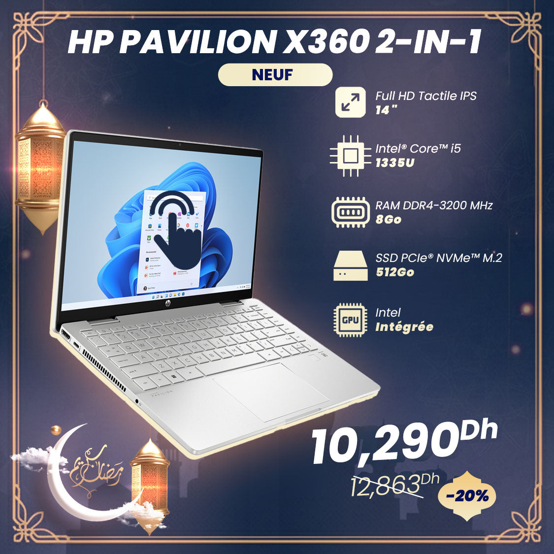 Écran Tactile LCD Complet Pour HP Pavilion X360 14m-dh / 14-dh - 14 Pouces FHD IPS - Neuf Avec Garantie 3 Mois