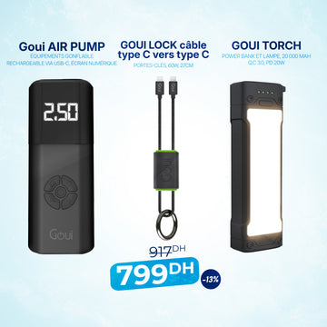 Pack Torch Power Bank avec Air Pump et Câble Lock Type C vers Type C