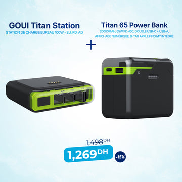 Pack Titan Station de Charge Bureau 100W - EU avec Titan Power Bank 20 000mAh – 65W
