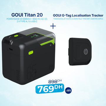 Pack Titan Power Bank 20 000mAh – 65W avec G-Tag Localisation Tracker