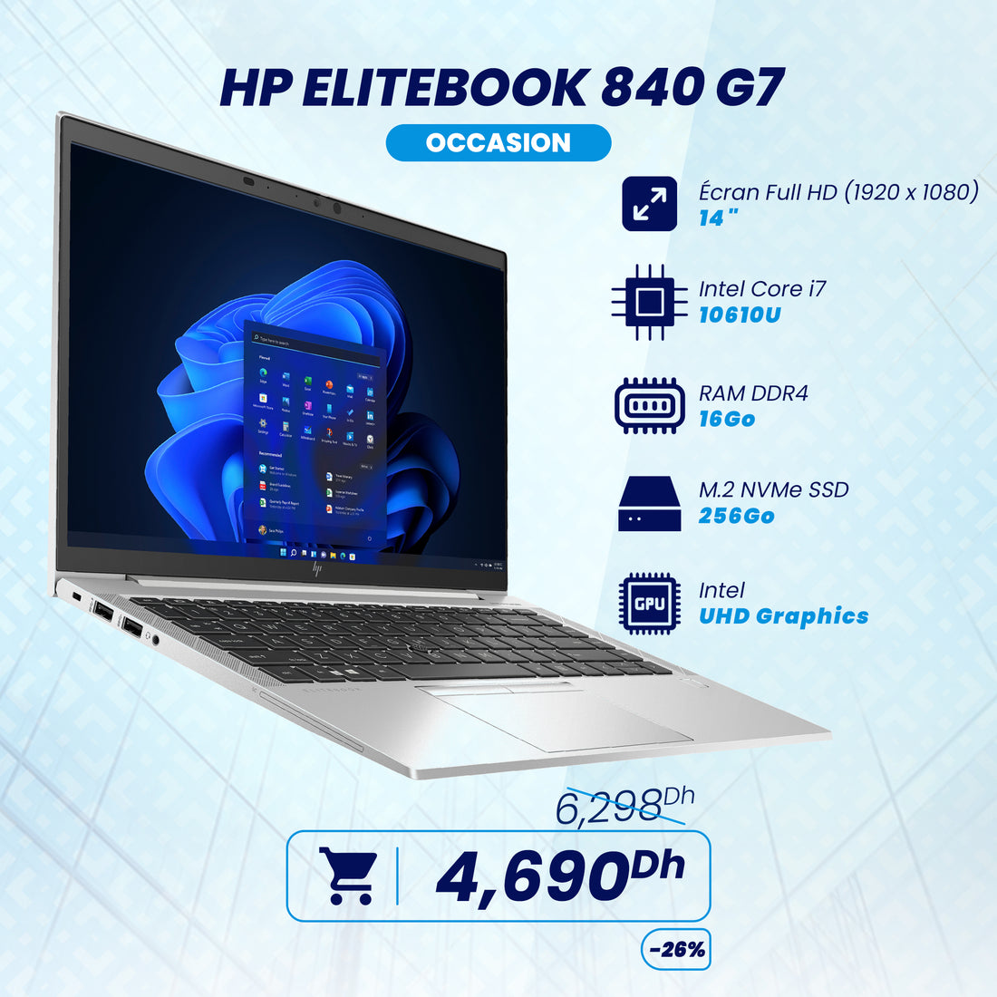 HP EliteBook 840 G7 - Intel i7 10ème Gen | Prix Maroc