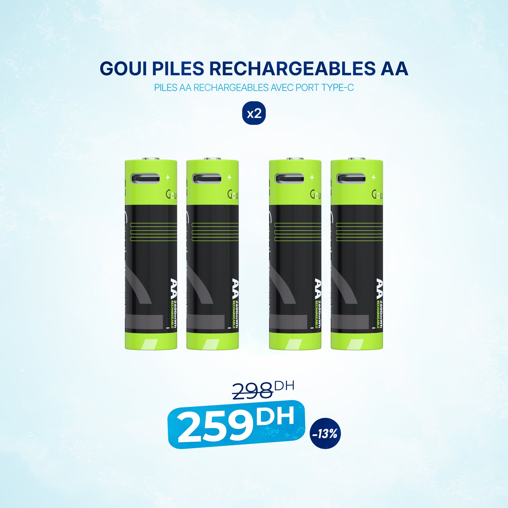 Pack 4x Goui piles rechargeables AA