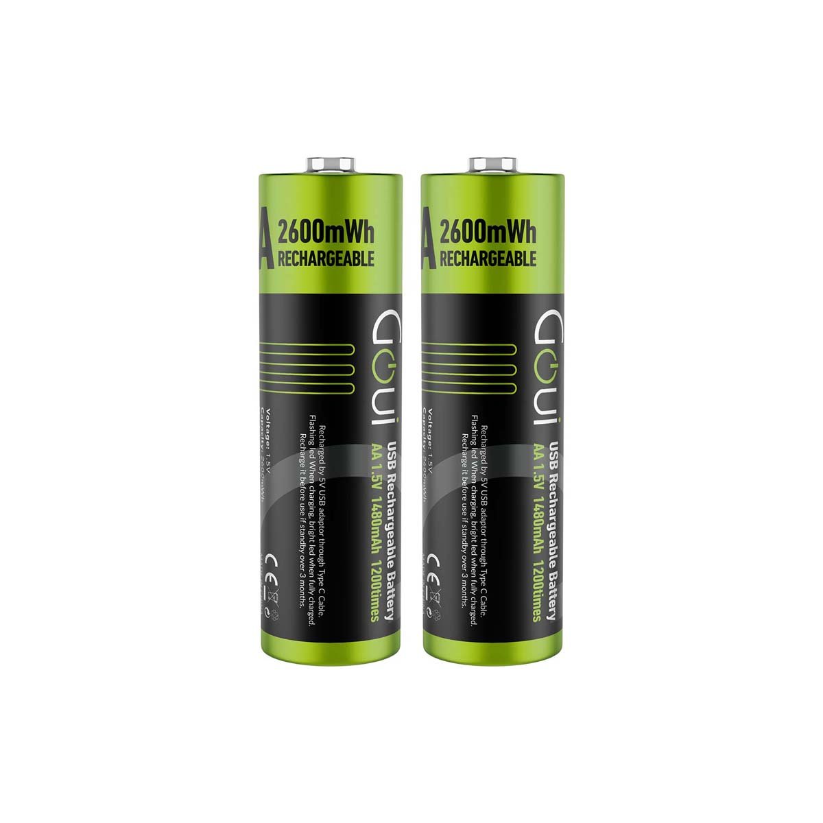 Goui Rechargeable AA Battery (2Pcs) Black