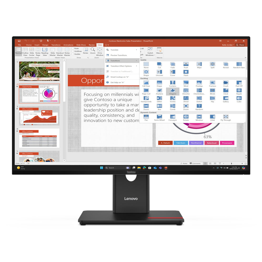 Moniteur Lenovo ThinkVision T27-40 27" FHD IPS 120Hz au Maroc - vue principale
