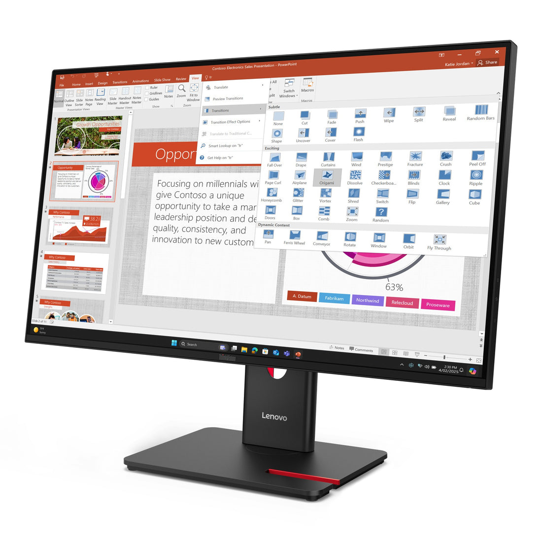 Moniteur Lenovo ThinkVision T27-40 27" FHD IPS 120Hz au Maroc - vue principale
