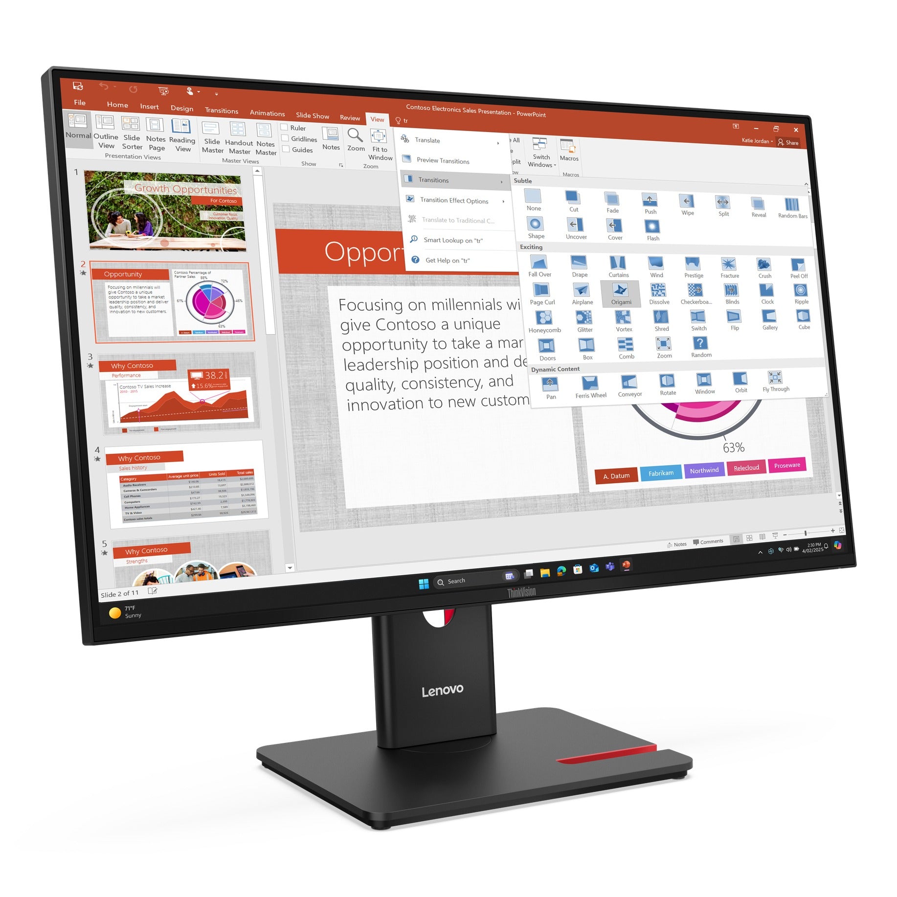 Moniteur Lenovo ThinkVision T27-40 27" FHD IPS 120Hz - image produit 3
