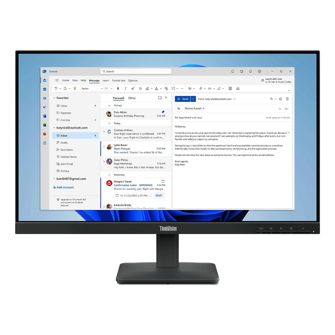Moniteur Lenovo ThinkVision S24-4e 24" 5K IPS 100Hz au Maroc - vue principale