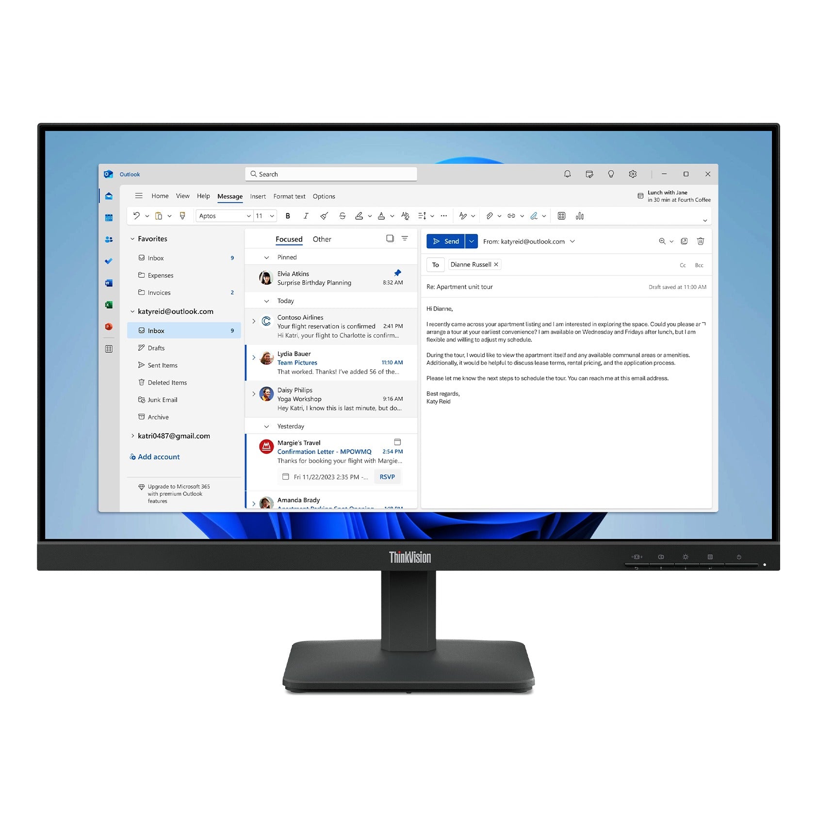 Moniteur Lenovo ThinkVision S24-4e 24" 5K IPS 100Hz au Maroc - vue principale