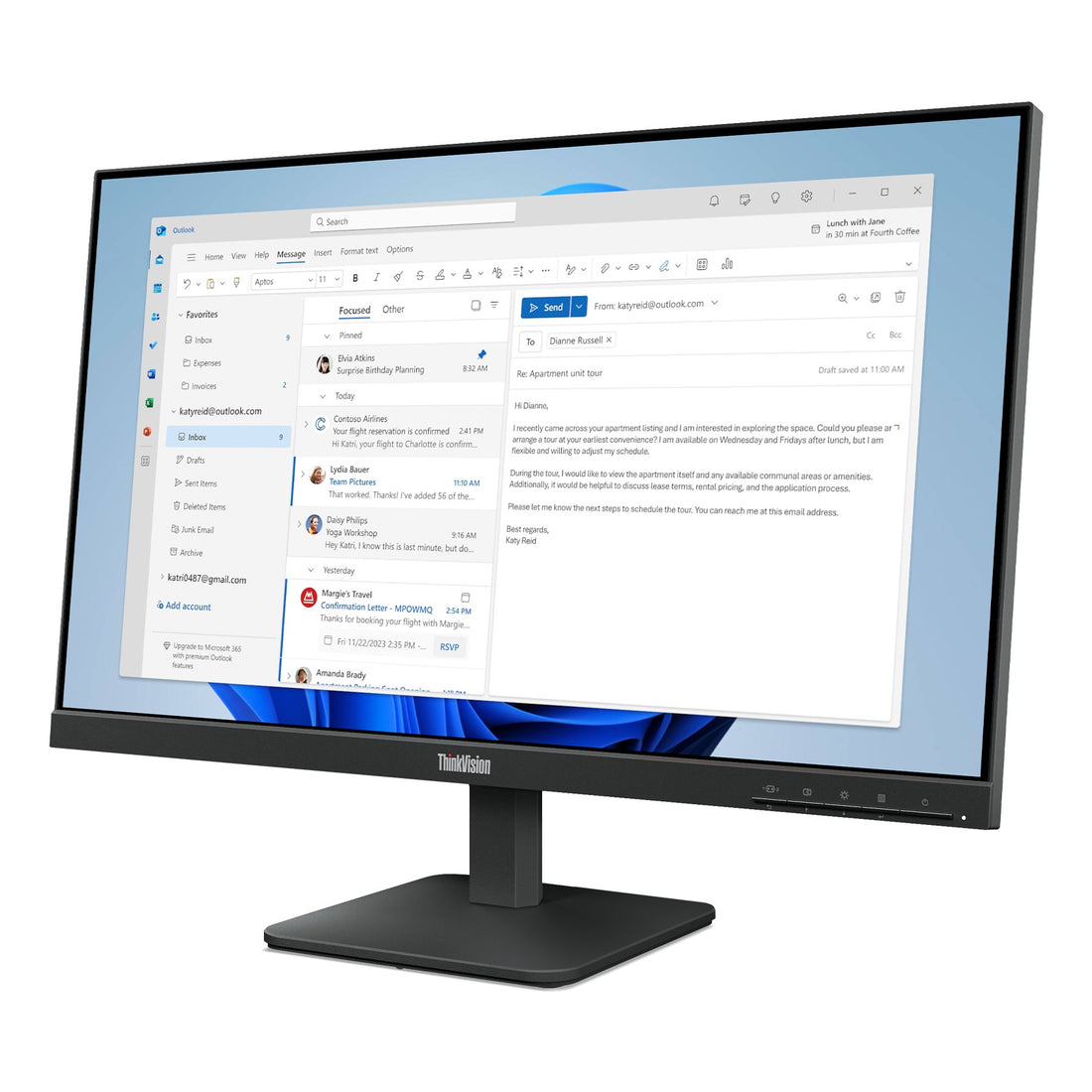 Moniteur Lenovo ThinkVision S24-4e 24" 5K IPS 100Hz au Maroc - vue principale