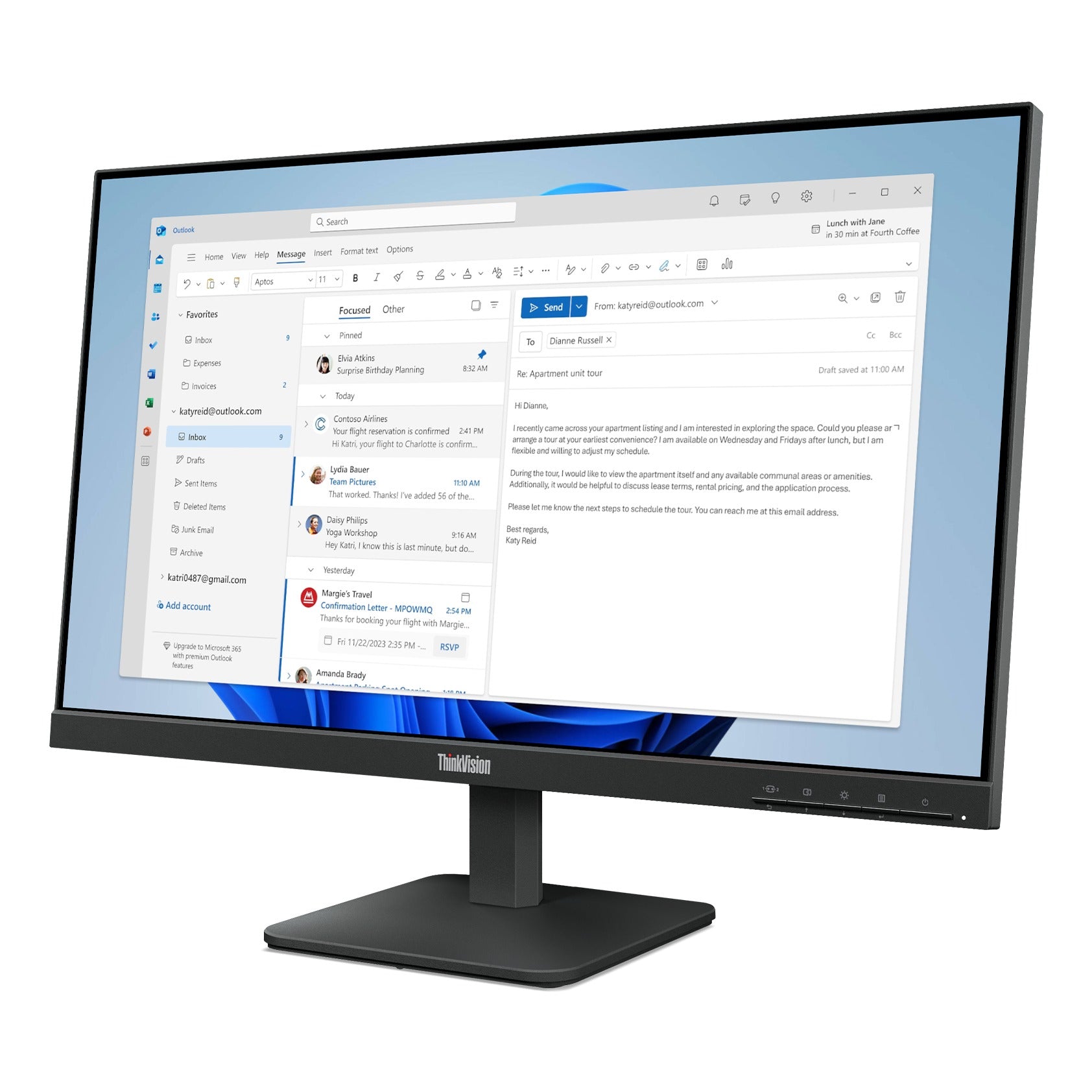 Moniteur Lenovo ThinkVision S24-4e 24" 5K IPS 100Hz - vue produit détaillée