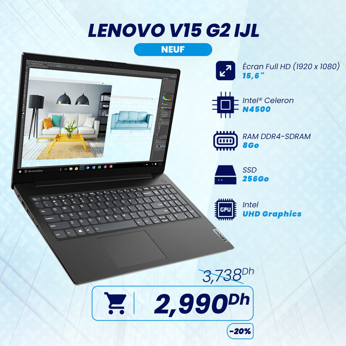 LENOVO V15-IJL - Celeron N4500 | Prix Maroc