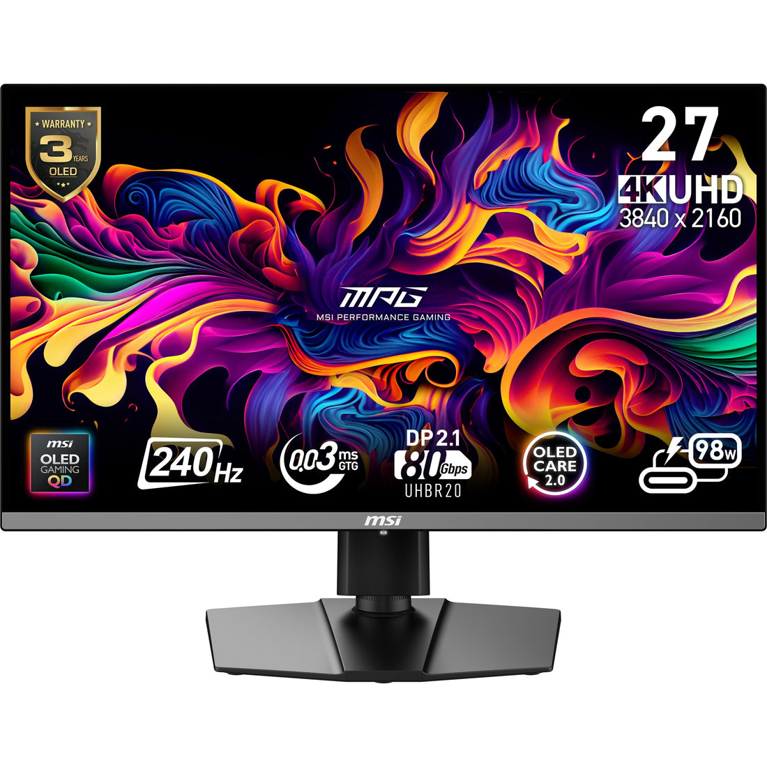 Moniteur MSI MPG 272URX QD UHD OLED 240Hz au Maroc - vue principale