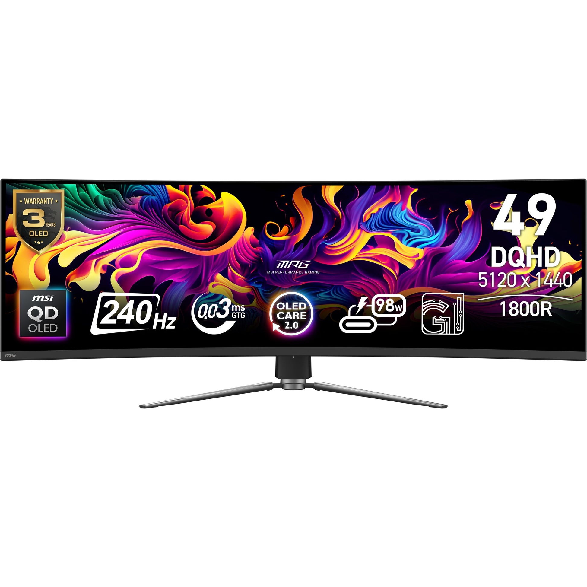 Moniteur MSI MPG 491CQPX 49" DQHD QD-OLED 240Hz au Maroc - vue principale