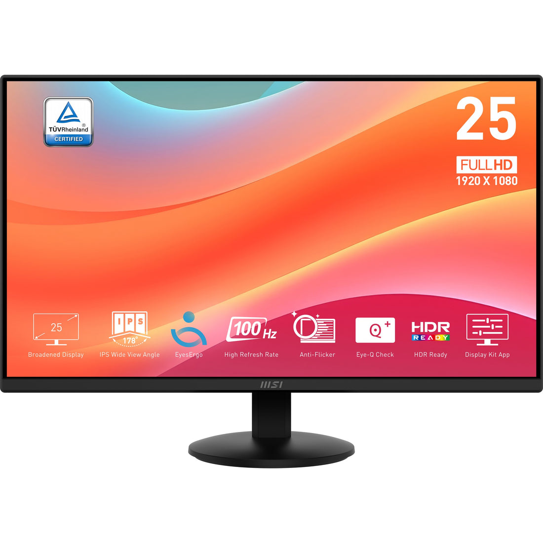 Moniteur MSI Pro MP252L 24.5" FHD VA 100Hz au Maroc - vue principale