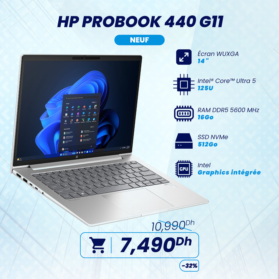 HP ProBook 440 G11 Intel Core Ultra 5 125U | Prix Maroc
