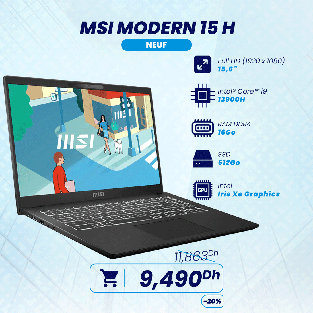 MSI Modern 15 H Core i9 13ème Gen | Prix Maroc