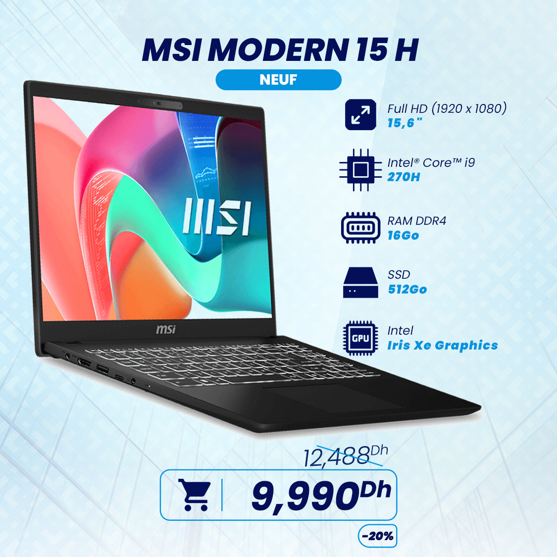 MSI MODERN 15 H - Intel Core i9 270H | Prix Maroc