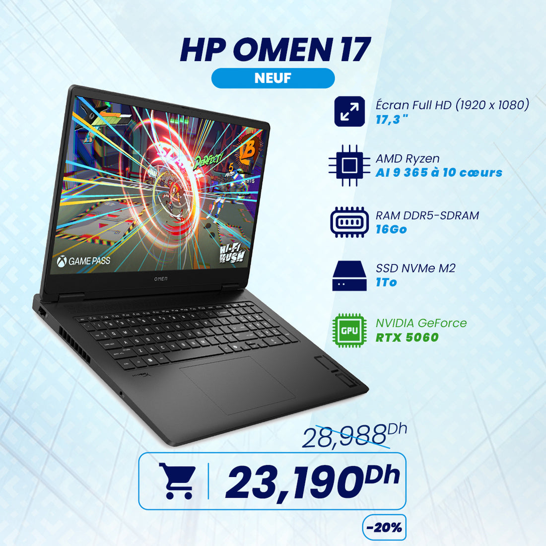 HP Omen 17 AMD Ryzen AI 9 NVIDIA GeForce RTX 5060 | Prix Maroc