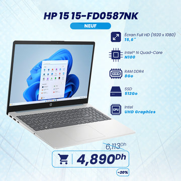HP 15 15-fd0587nk Intel N N100 Turbo Boost | Prix Maroc