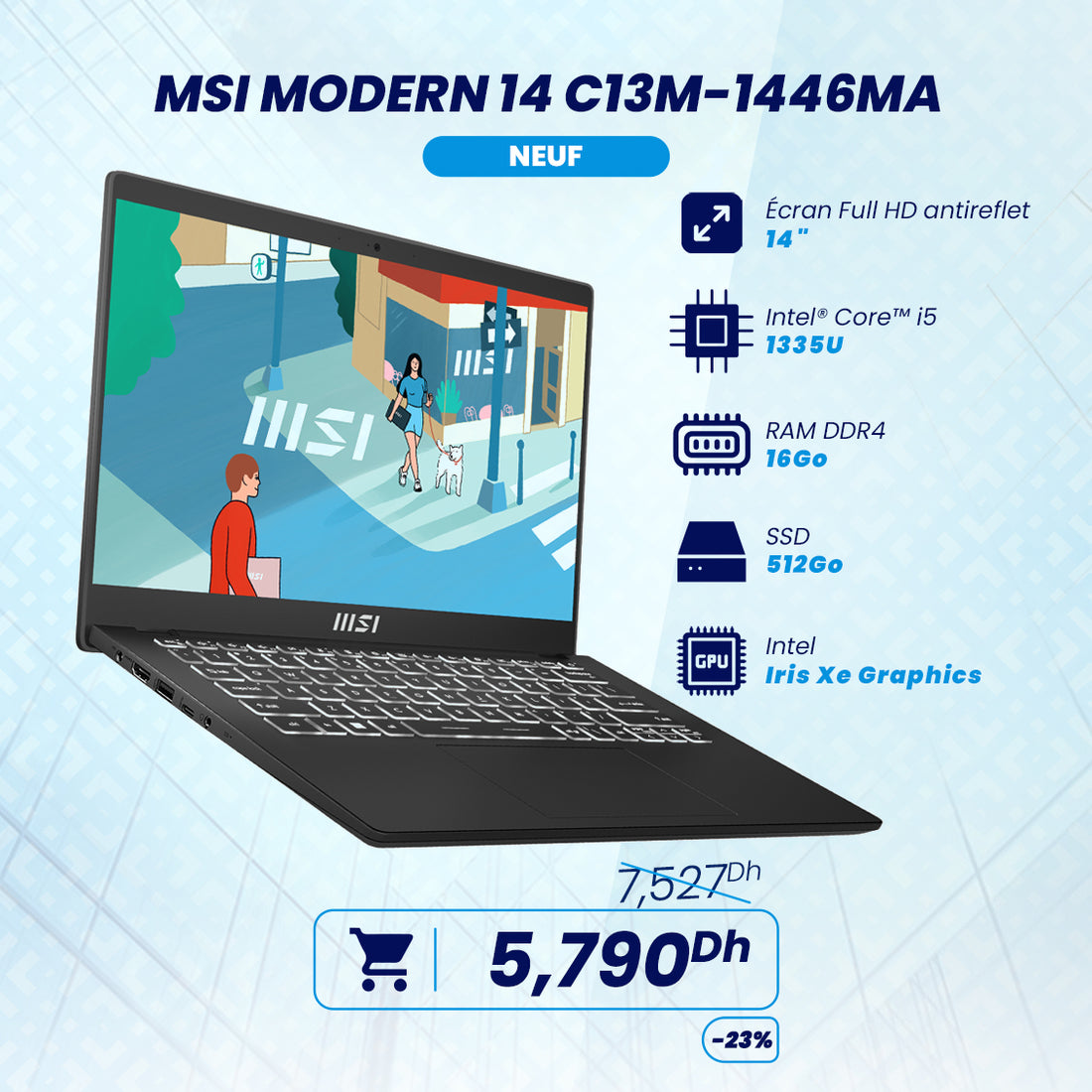 MSI MODERN 14 C13M-1446MA Intel Core i5 13ème Gen | Prix Maroc