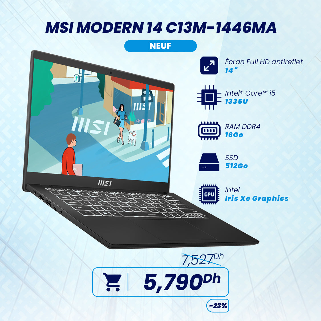 MSI MODERN 14 C13M-1446MA Intel Core i5 13ème Gen | Prix Maroc