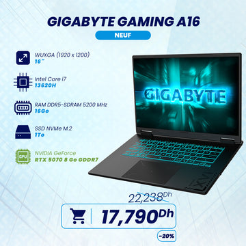 Gigabyte Gaming A16 Intel i7 NVIDIA GeForce RTX 5070 8Go | Prix Maroc