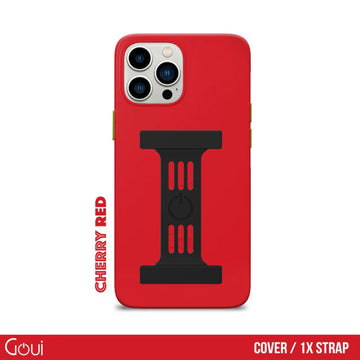 Coque iPhone rouge cerise avec MagSafe + Strap