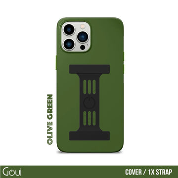 Goui Coque iPhone Vert olive avec MagSafe + Strap