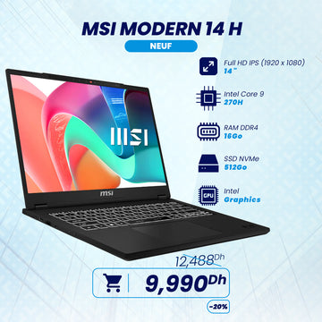 MSI Modern 14 H Intel Core i9 270H | Prix Maroc
