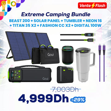 Extreme Camping Bundle : Beast 200 + Solar Panel + Tumbler + Neon 16 + Titan 35 x2 + fashion cc x2 + Digital 100w