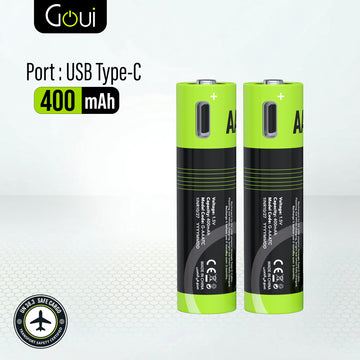 Goui Piles Rechargeables avec port Type-C AA (2 pièces)