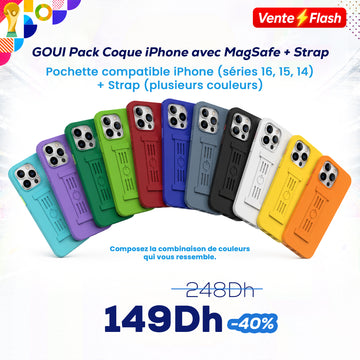 Goui Coque iPhone Transparente avec MagSafe + Strap
