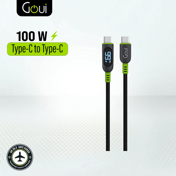 Goui Câble avec écran Numérique Type C vers Type C (1,5 m) 100W - Noir