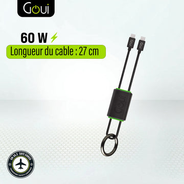 Goui Lock Câble Porte Clés Type C vers Type C (27 cm) 60W - Noir