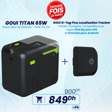 Pack Titan Power Bank 20 000mAh – 65W avec G-Tag Plus Localisation Tracker
