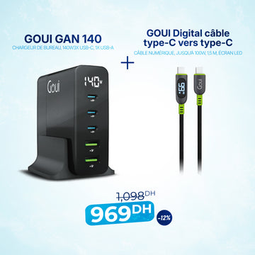 Pack GAN 140 de Bureau avec câble avec écran digital