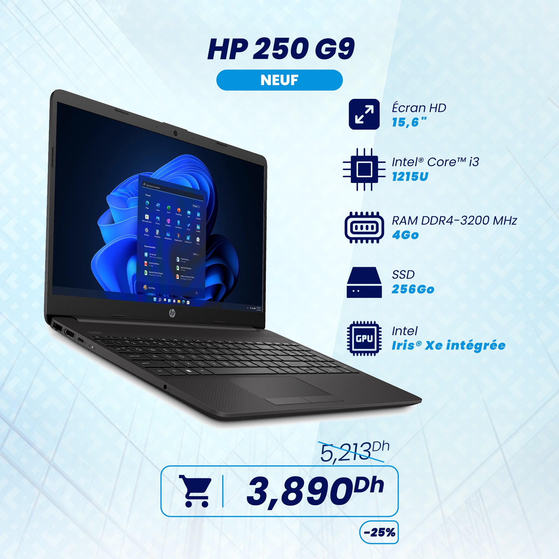 HP 15 Core i3 12ème Gén 256GB