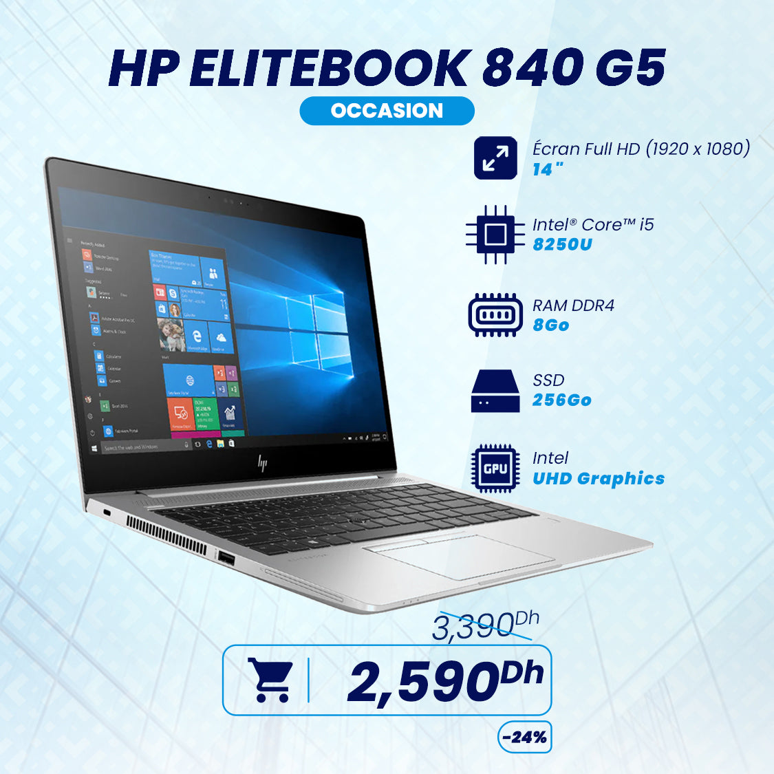 HP EliteBook 840 G5 Intel Core i5 8ème Gen | Prix Maroc