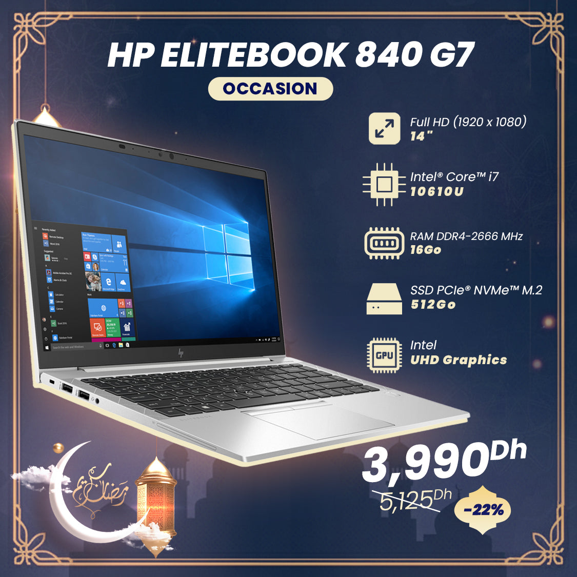 HP EliteBook 840 G7 Core i7 10ème Gen | Prix Maroc