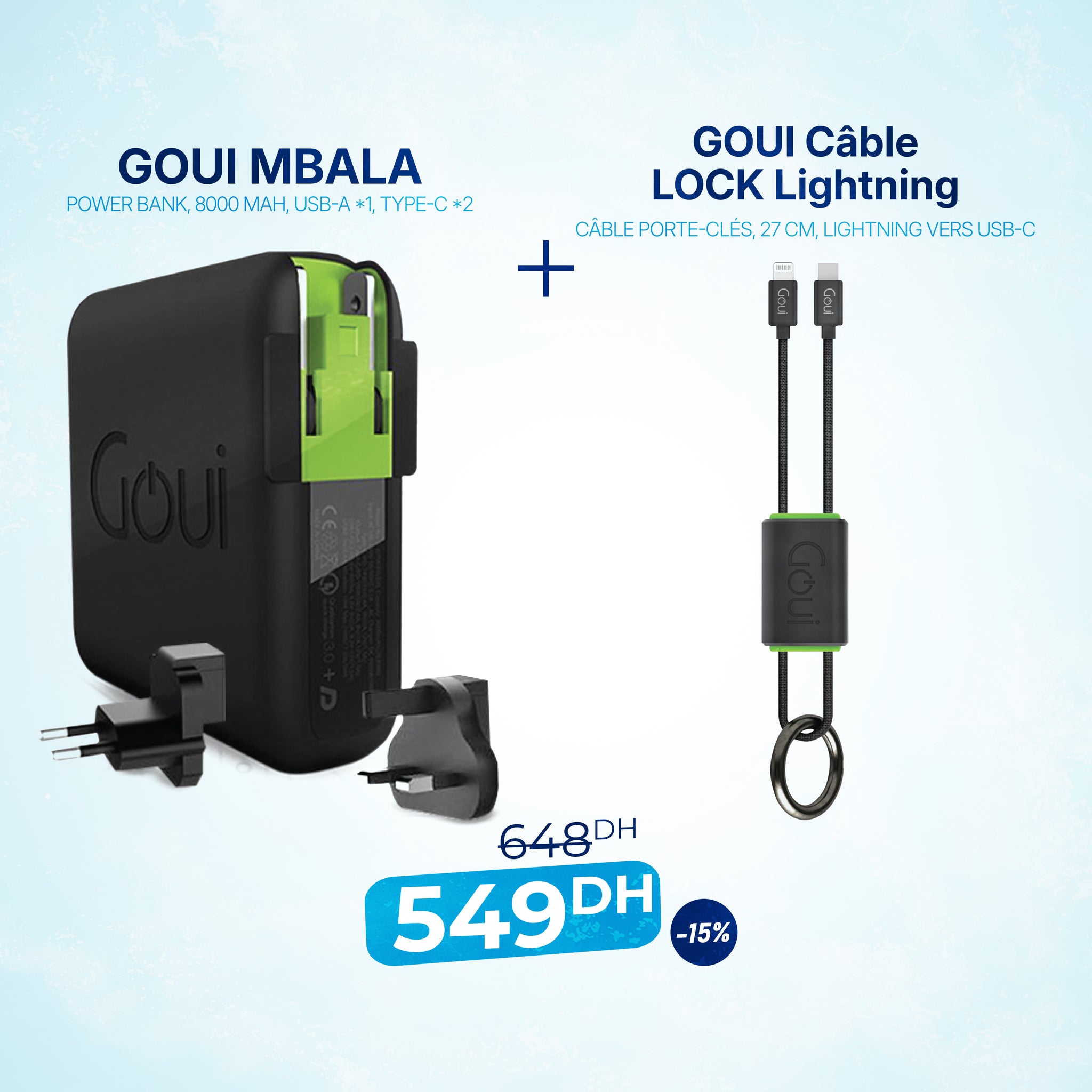 Pack Mbala avec Lock Lightning Porte-Clés Lightning vers Type C