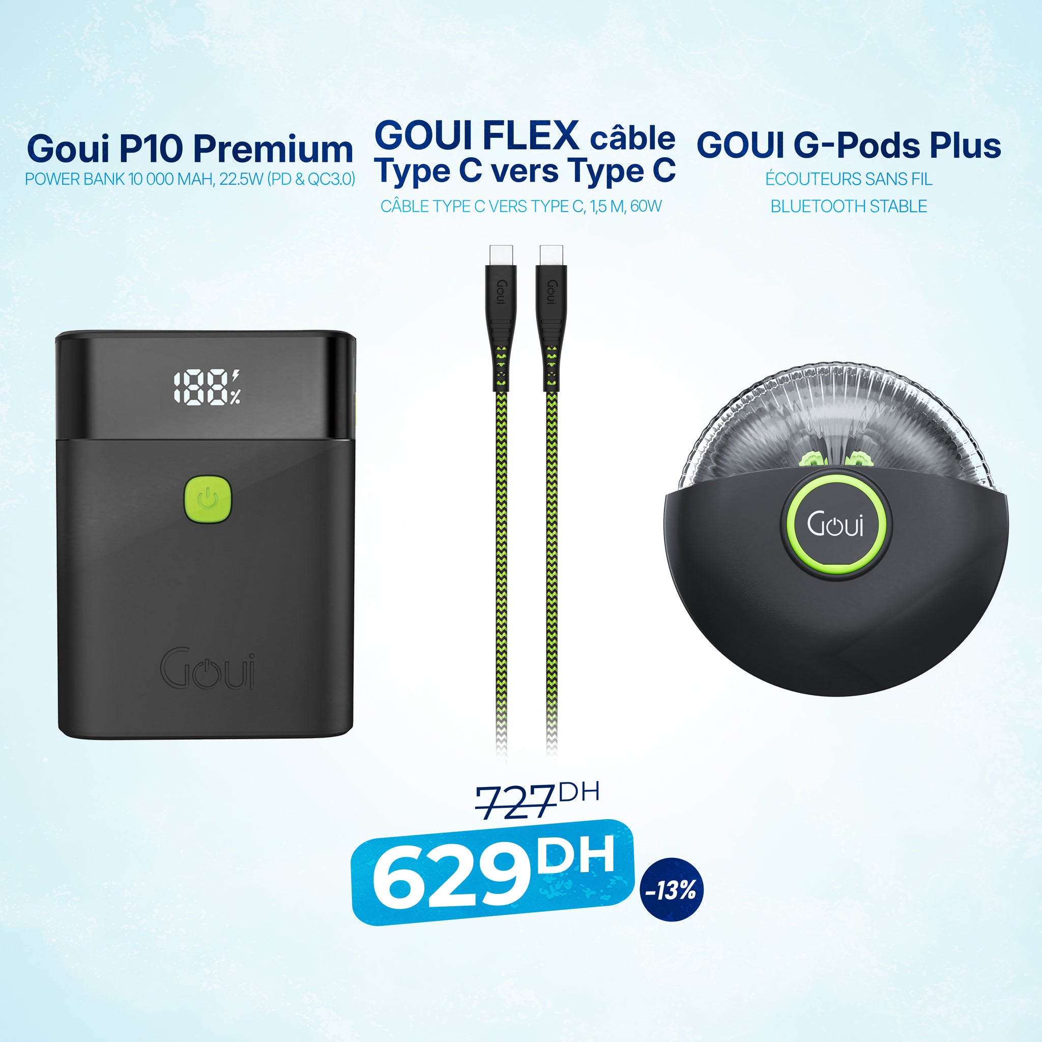 Pack P10 Premium avec G-PODS PLUS et Câble Flex Type C vers Type C