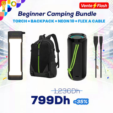 Beginner Camping Bundle : Torch + BackPack + Neon 10 + Flex A Cable