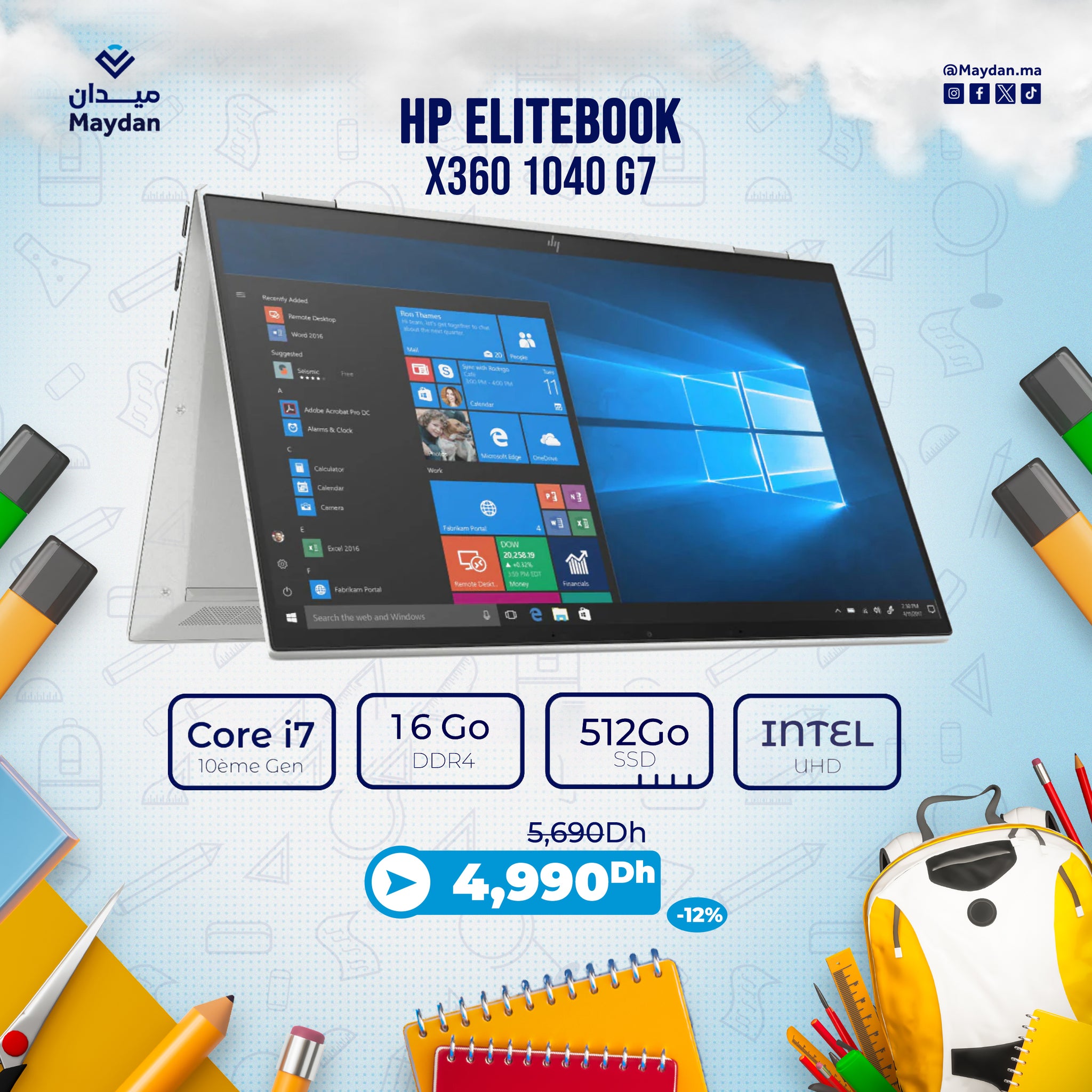 HP EliteBook x360 1040 G7 Intel Core i7 10ème Gen