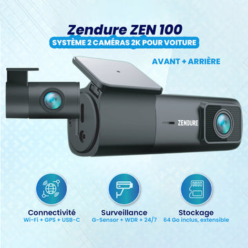 Zendure Caméra de voiture ZEN 100 (Avant + Arrière) Résolution 2K +SD CARD 64GB