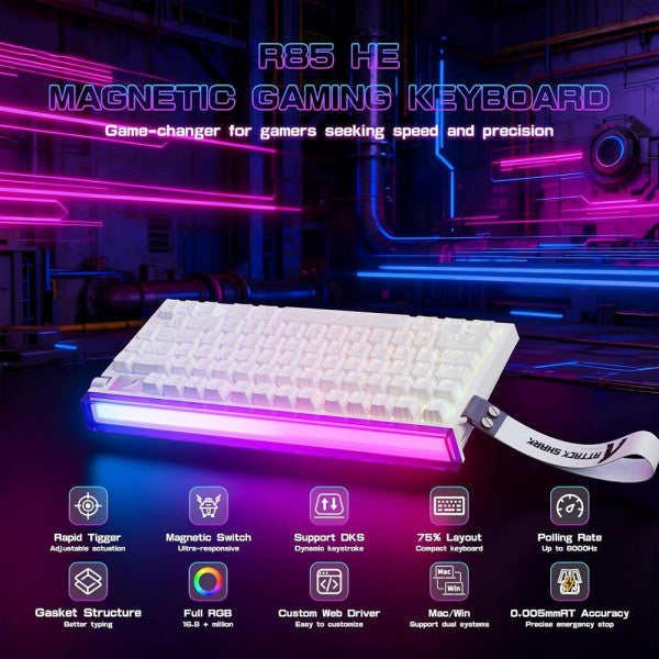 ATTACK SHARK R85 HE Rapid Trigger Magnetic Switch (White Contours)