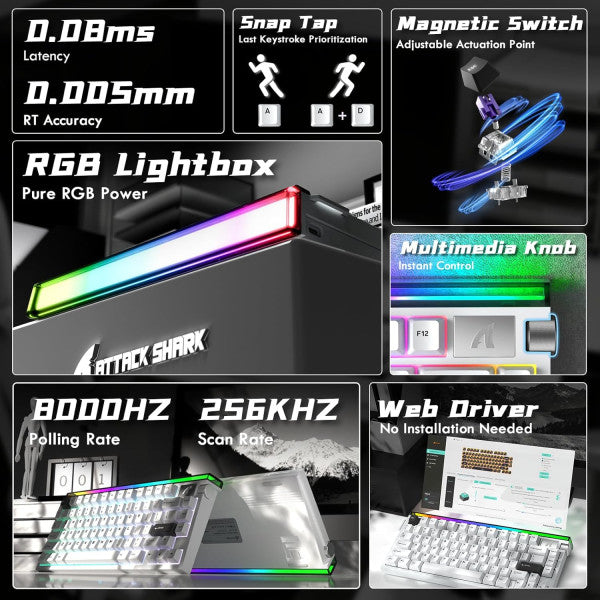 ATTACK SHARK R85 HE Rapid Trigger Magnetic Switch (White)