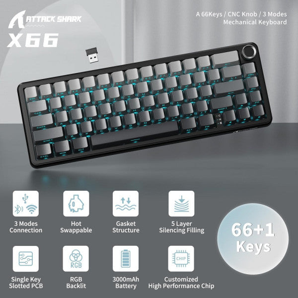 ATTACK SHARK X66 Blueberry Switch (Moonlit Night)