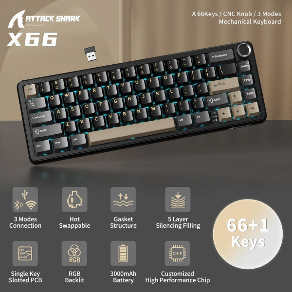 ATTACK SHARK X66 Blueberry Switch (Star Black)