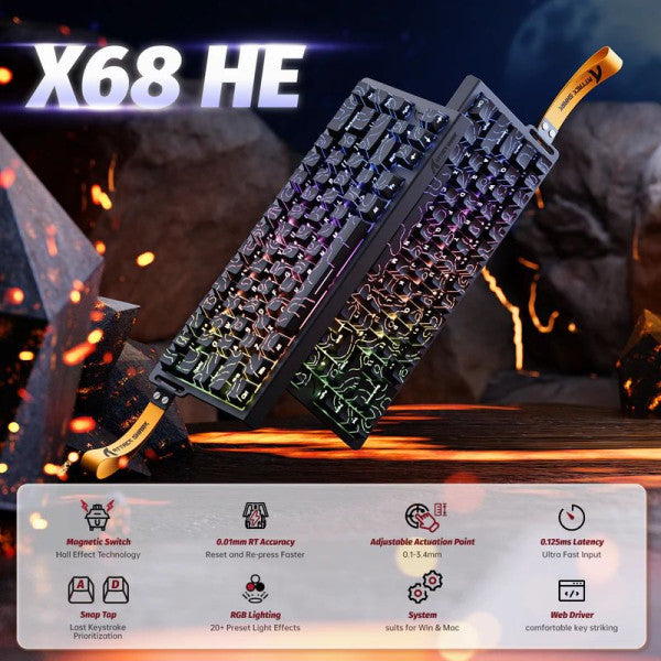 ATTACK SHARK X68 HE Magnetic Switch (Black Contours)