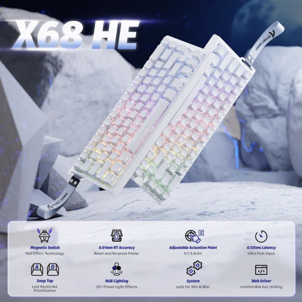 ATTACK SHARK X68 HE Magnetic Switch (White Contours)